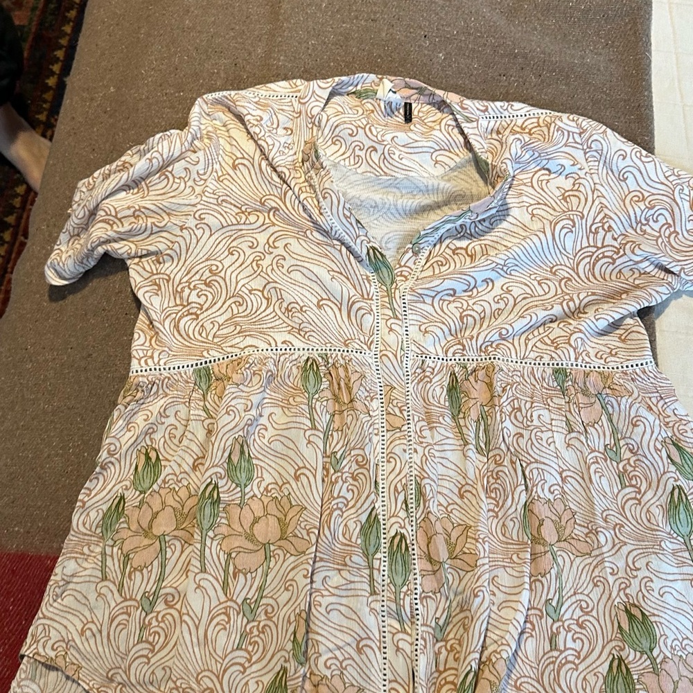 Anthropologie pink and green top